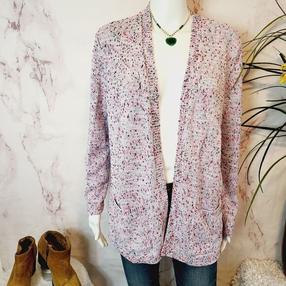 Lands End soft cotton confetti knit cardigan - Picture 3 of 7